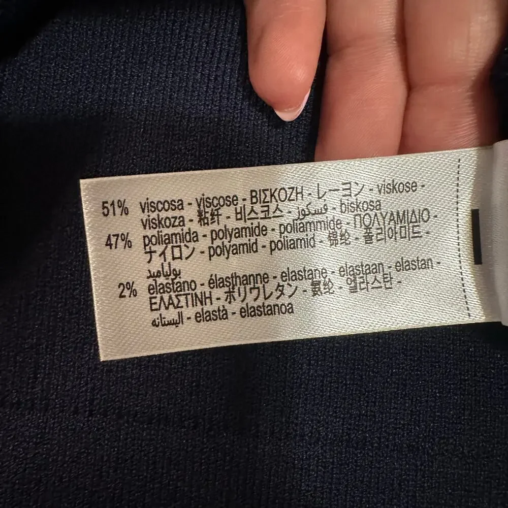 ZARA Women's Flower Button Knit Cardigan Blazer Size M In Navy - Picture 9 of 10